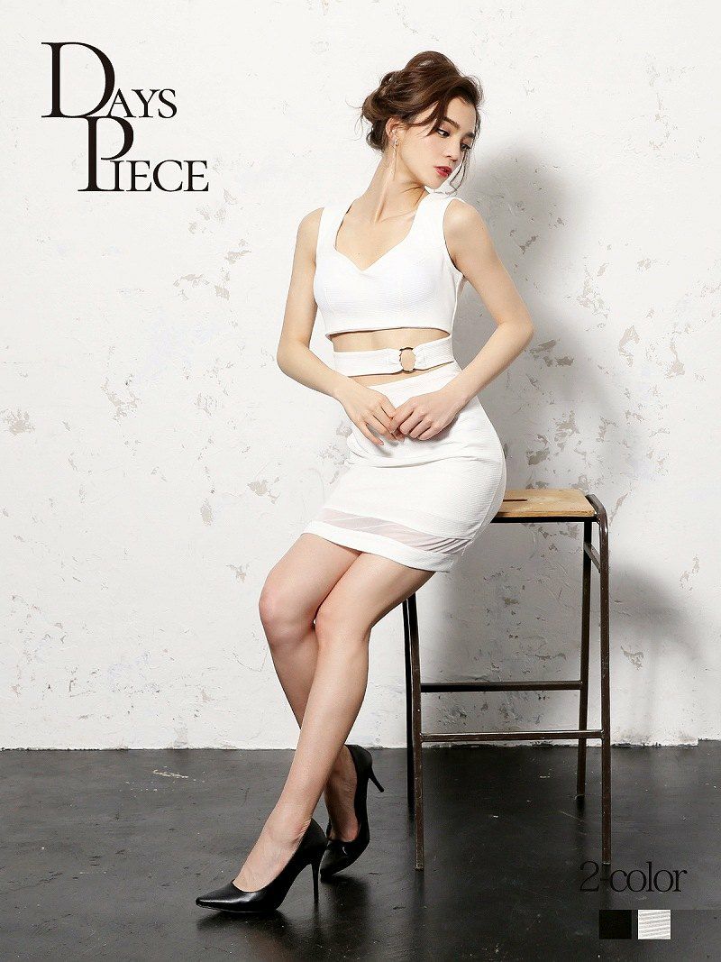 ウエストカッティング単色韓国ドレス【DAYS PIECE】ノースリーブキャバクラワンピ【デイズピース】
