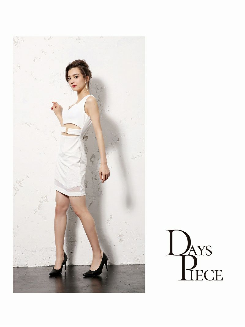 ウエストカッティング単色韓国ドレス【DAYS PIECE】ノースリーブキャバクラワンピ【デイズピース】