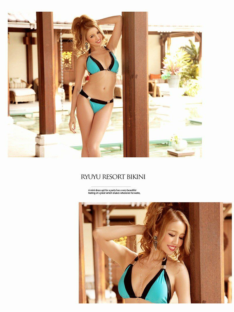 【即納】バイカラーsexyパイピングビキニ ホルターネックビキニキャバ水着 2点セット