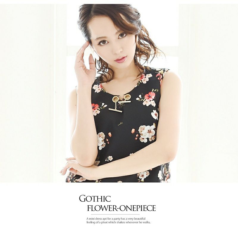 【BelsiaLux】極上質感!セレブアンティークflower花柄フェミニンワンピース
