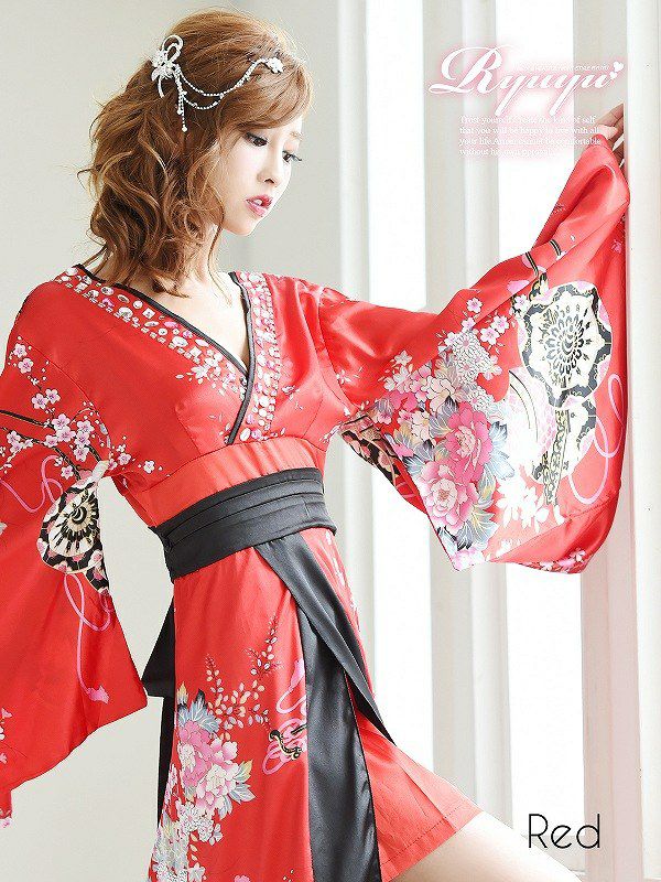 【流遊】花魁!和華柄前ミニinロングドレス 青木りえ 着用ドレス 【Ryuyu】キャバクラ着物ロングドレス