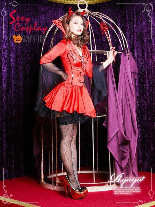 【即納】【キャバコスプレ!!】甘辛コーデ♪小悪魔デビルコスプレ3点SET コスプレ キャバ嬢