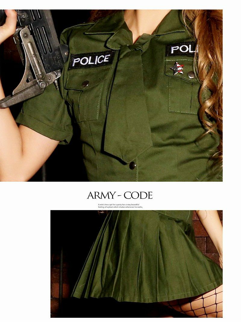 【即納】【キャバコスプレ4点セット】アーミーPOLICEコスプレセット ミリタリーコスチューム イベントやハロウィンに♪