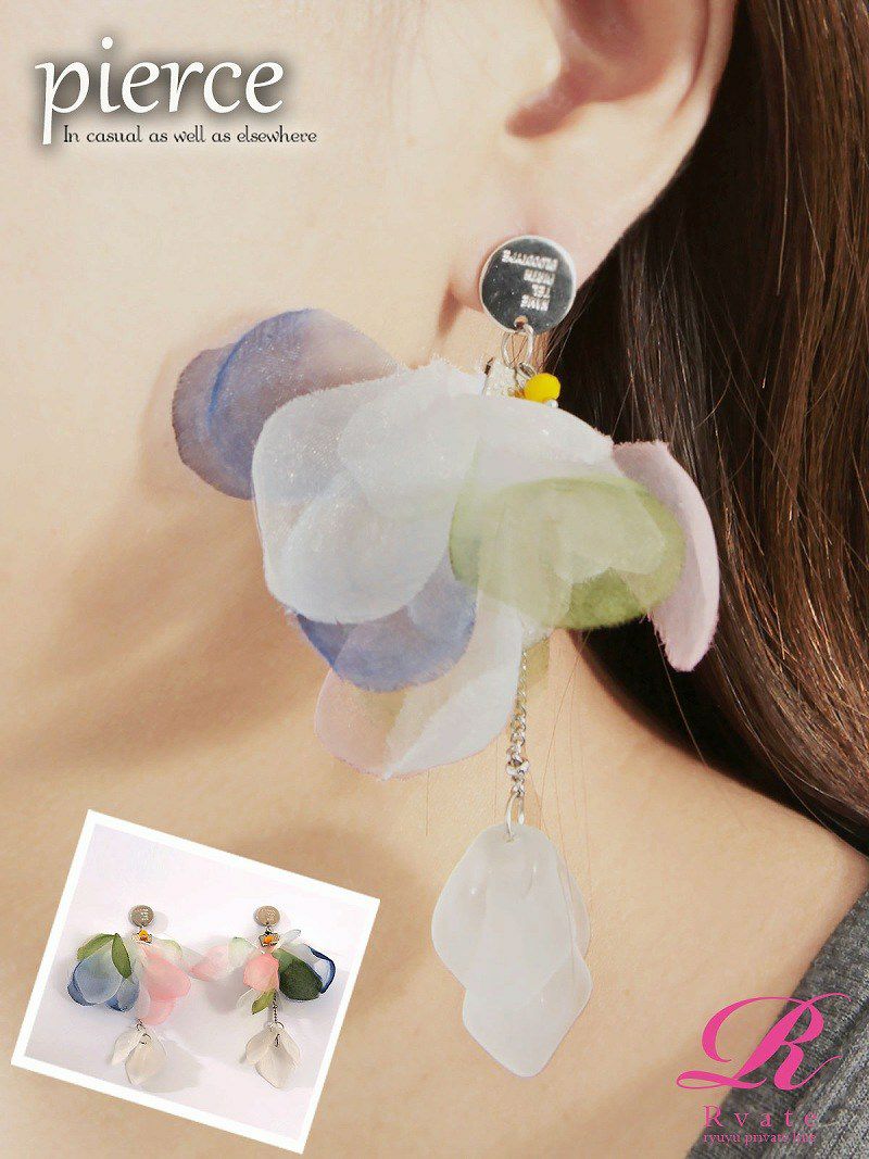 Rvate オーガンジーflowerピアス Ryuyu リューユ フロスト加工チャーム付きアクセサリー Rew You リューユ