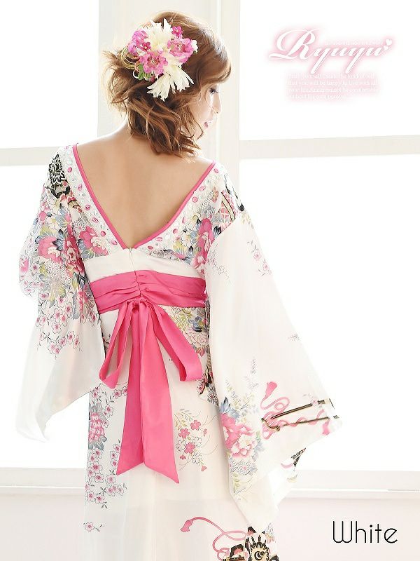 【流遊】花魁!和華柄前ミニinロングドレス 青木りえ 着用ドレス 【Ryuyu】キャバクラ着物ロングドレス