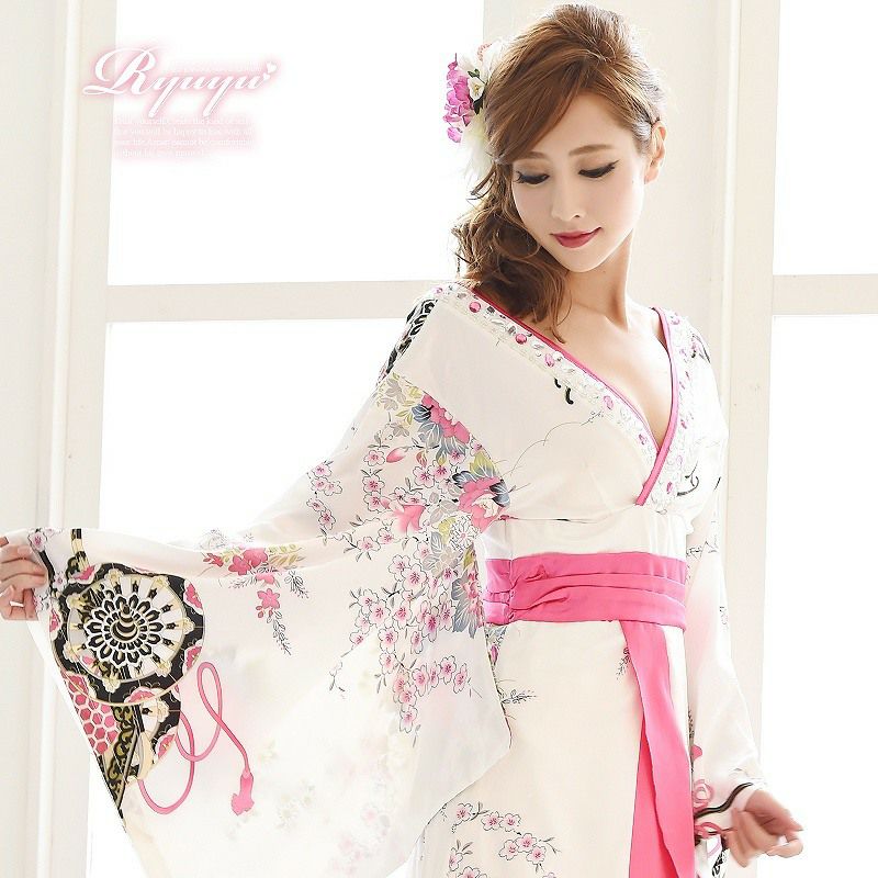 【流遊】花魁!和華柄前ミニinロングドレス 青木りえ 着用ドレス 【Ryuyu】キャバクラ着物ロングドレス