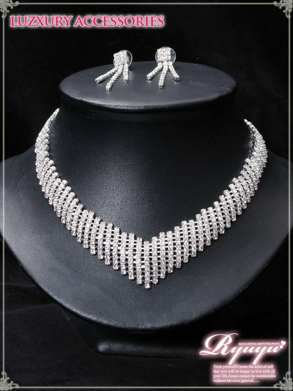 高貴Jewelryキャバネックレス ピアス2点set ryuyu リューユ パーティードレスやキャバドレスにも◎ キャバクラアクセ