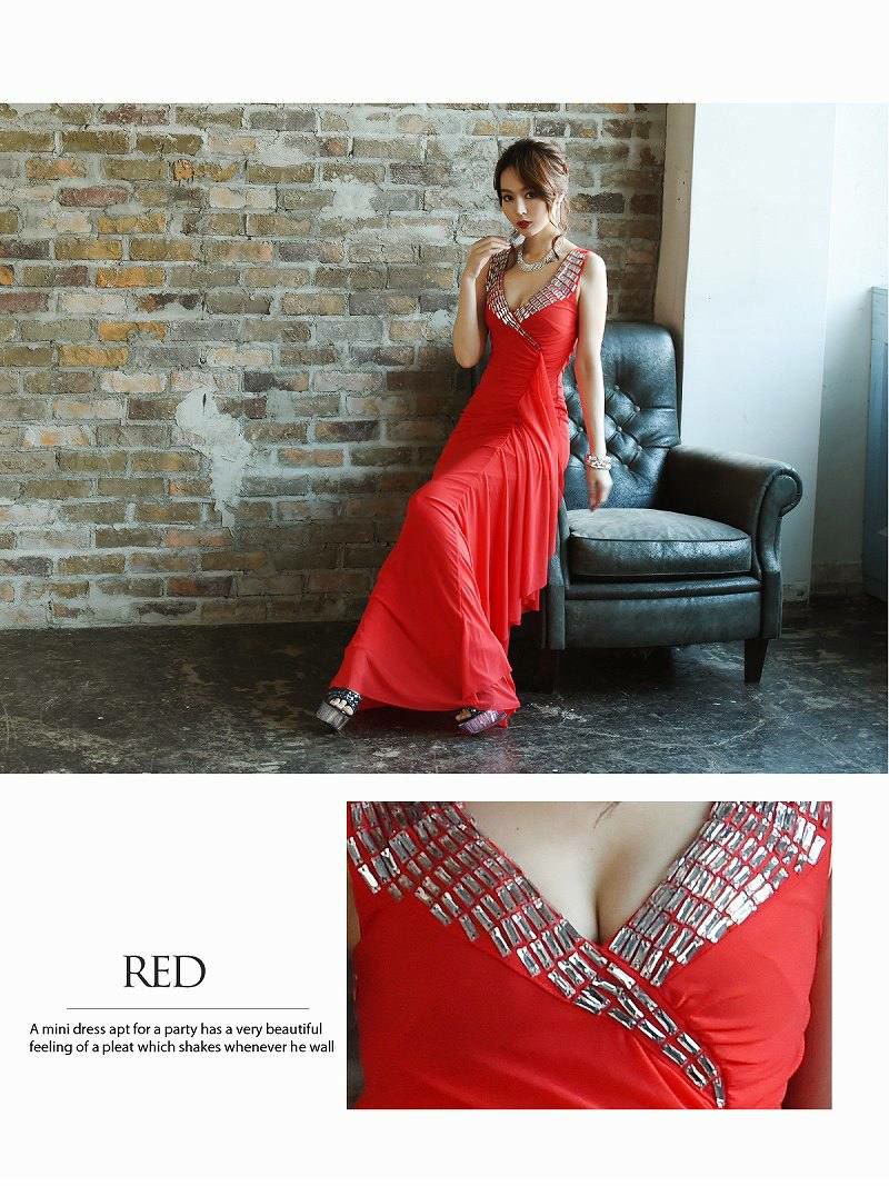 優美な極上celebな赤ロングドレス 【Ryuyu】【リューユ】メッシュレースキャバドレス 赤