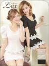 【BELSIA LUX】春MIXツイード!上品パール刺繍レース袖付ぺプラムミニドレス