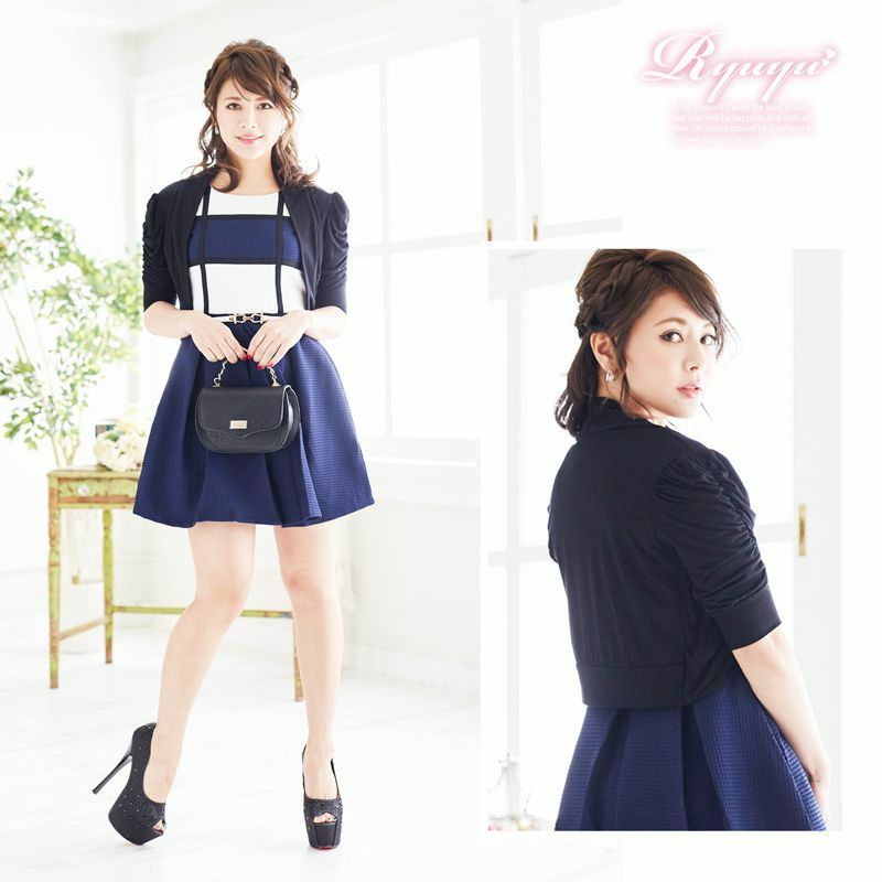 シャーリング袖付ボレロ ryuyu リューユ 結婚式ドレスやパーティードレスにも◎ キャバボレロ
