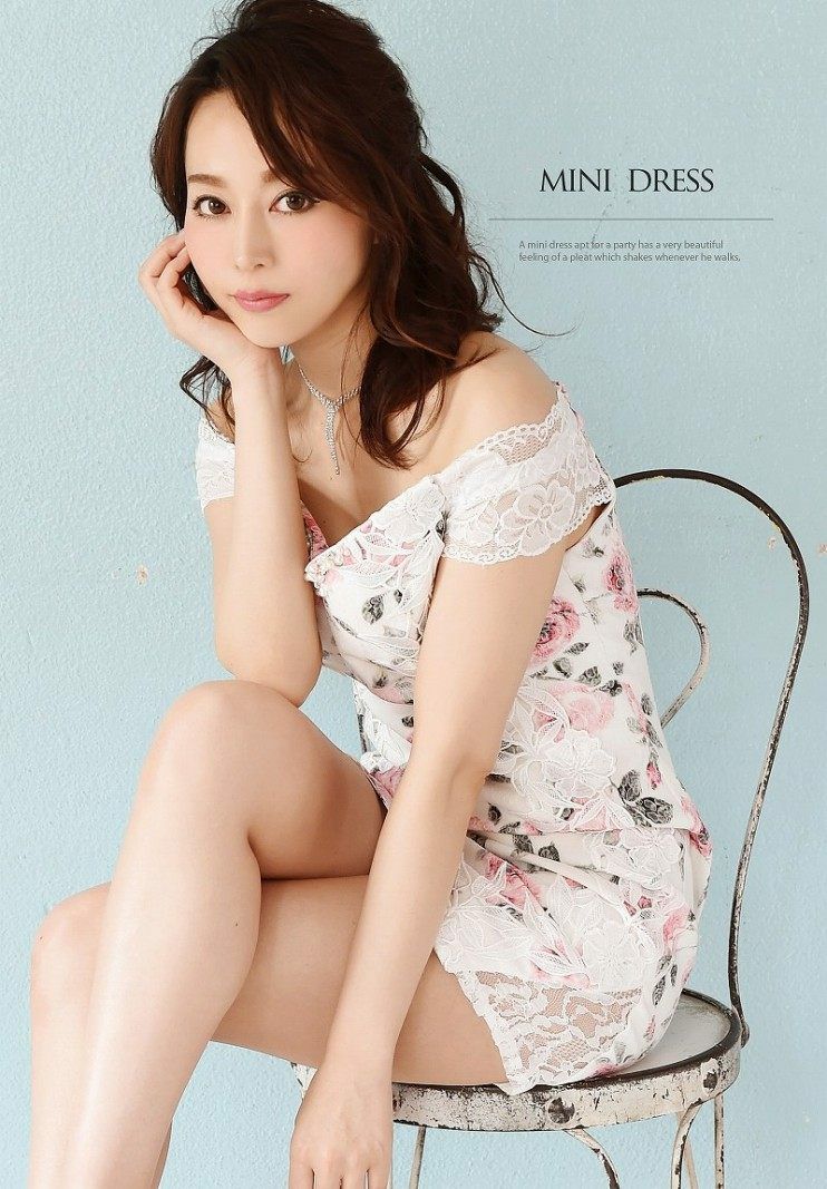 【BelsiaLux】高級格!ジャガードレース花柄オフショルミニドレス 薔薇花柄キャバクラミニドレス