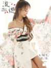 花魁シフォン着物ドレス 尾崎紗代子 着用キャバドレス【流遊/りゅうゆう】(S/M/L/XL/XXL)(ホワイト)