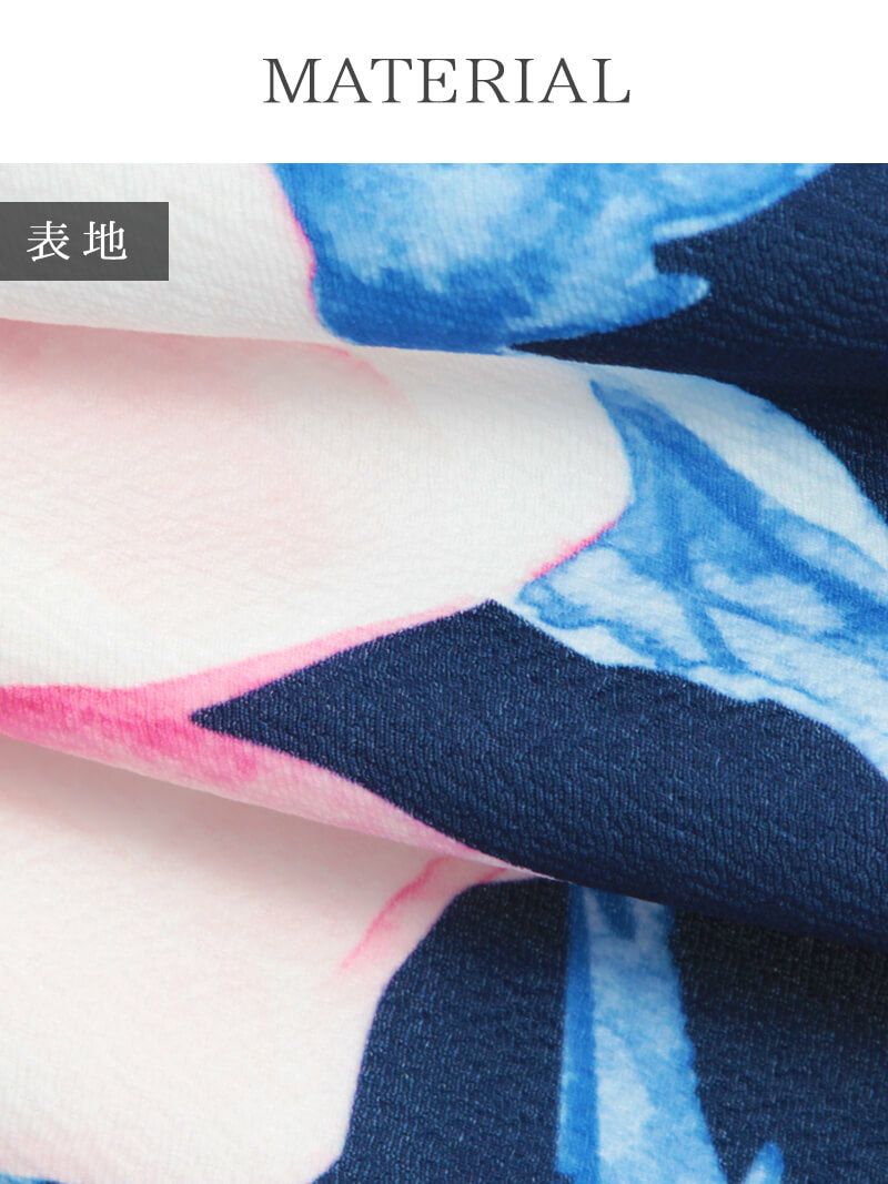 胸元sexy!バストカット花柄パールビジュー付ミニドレス【Ryuyu】【リューユ】 袖付ストレッチキャバドレス