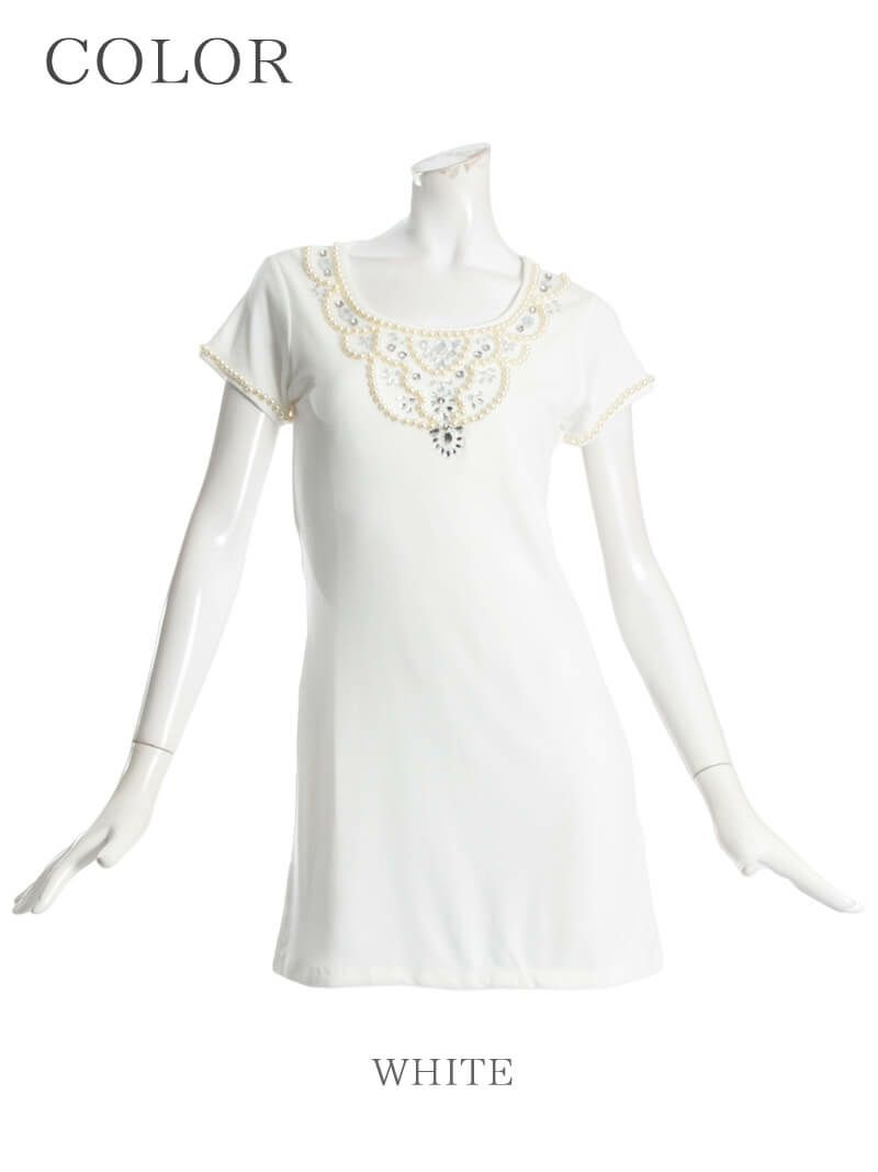 【Rvate】gorgeousパールビジュー付きキャバチュニック 2WAYTシャツワンピース