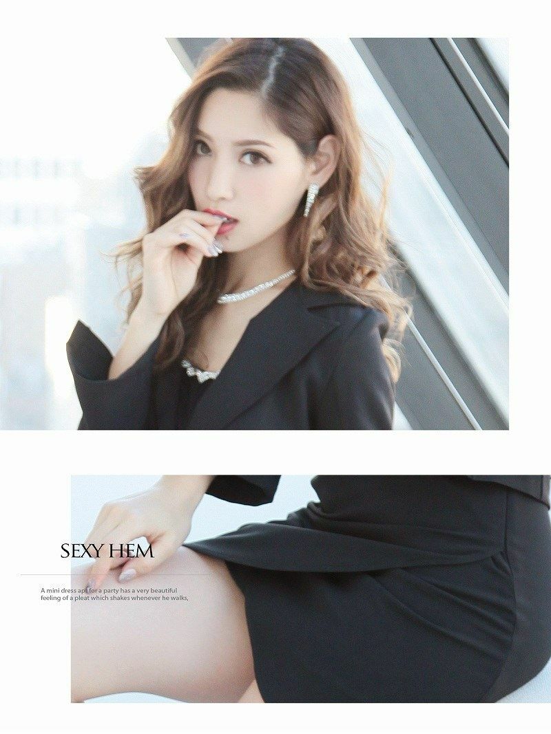 煌めきjewelホックストレッチキャバスーツ【Ryuyu/リューユ】(S/M/L/XL)(ブラック/ホワイト/ベージュ)