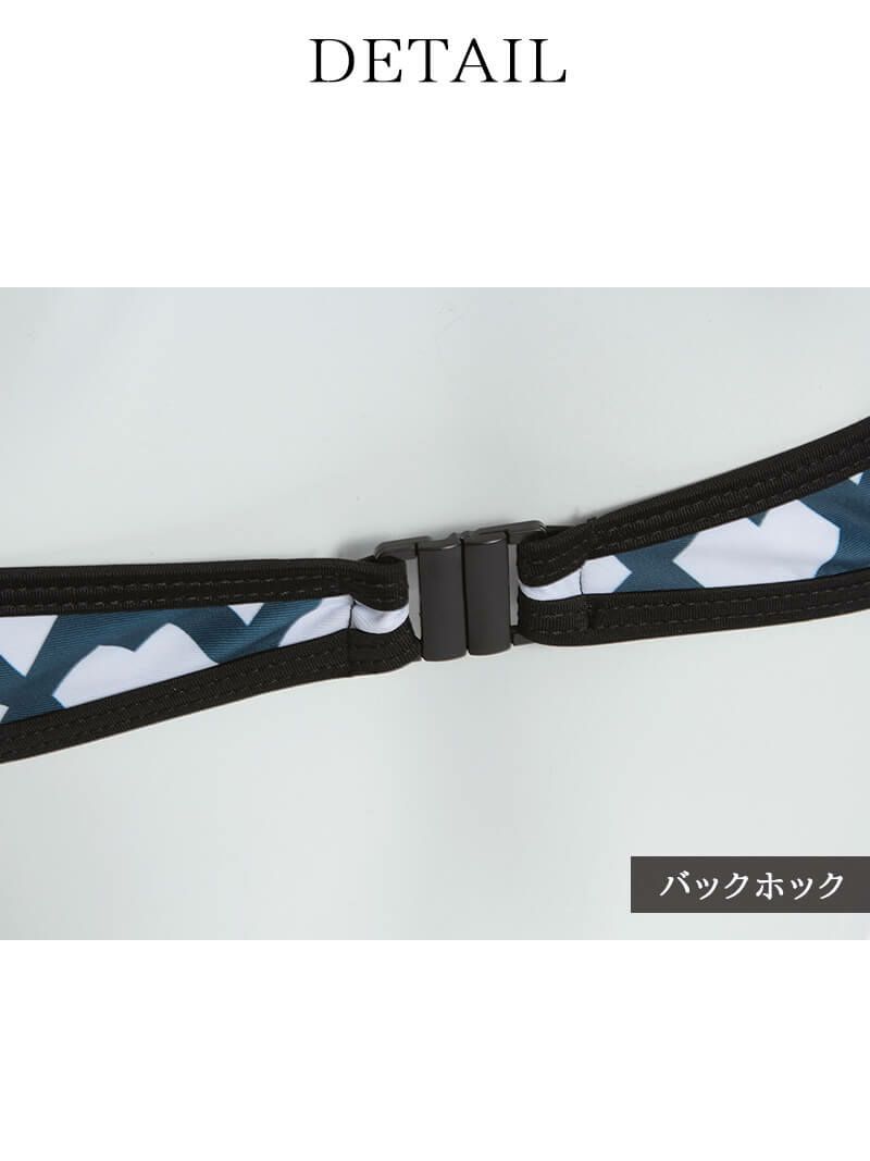 【即納】オルテガ柄ハイネックビキニ アメリカンスリーブキャバ水着 2点セット