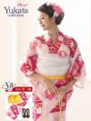 【即納】【キャバ浴衣3点セット】椿絵札で大人顔キャバ浴衣 丸山慧子 着用浴衣 お祭りやイベントで活躍レディース浴衣