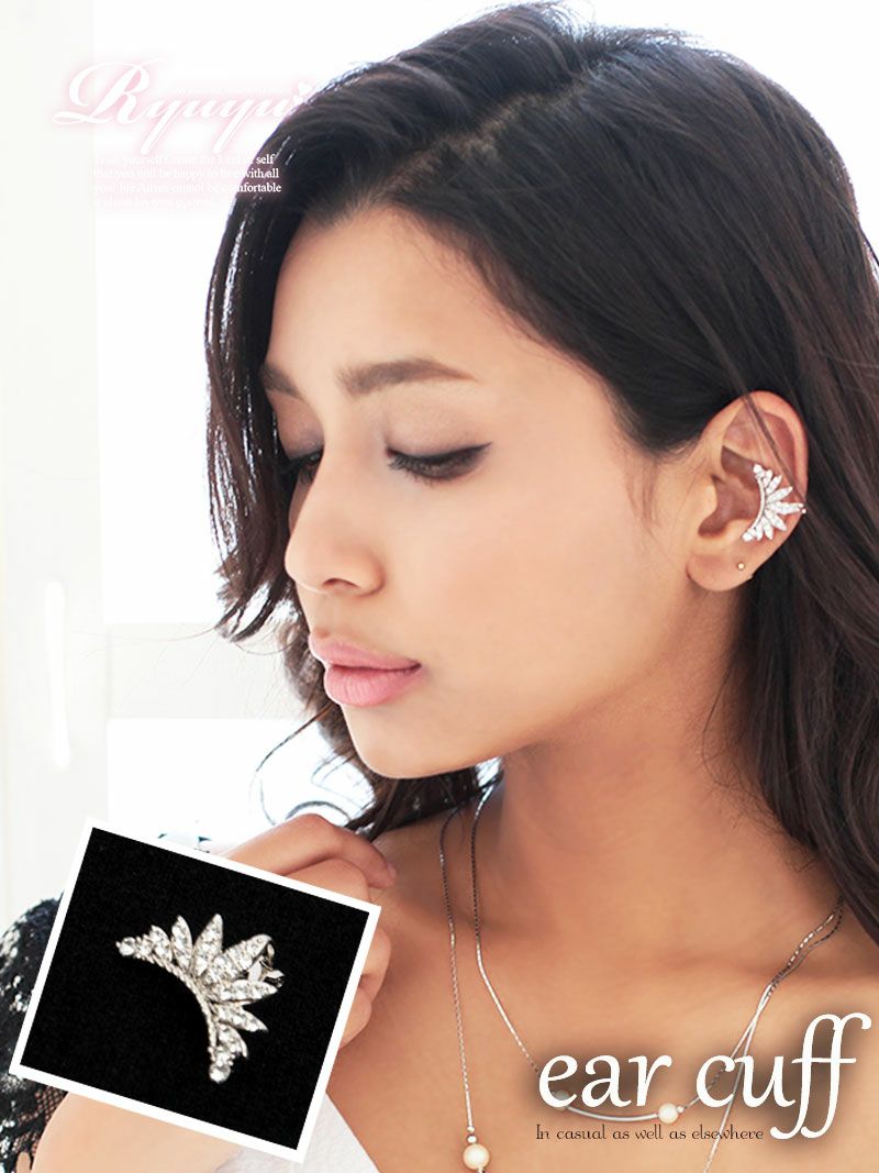 elegantラインストーンイヤーカフ【Ryuyu】【リューユ】キャバクラドレスやパーティードレスに◎片耳用アクセサリー