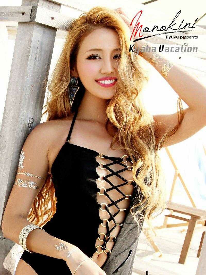 【即納】レースアップsexyワンピース水着 単色無地モノキニキャバ水着(S/M/L)(ブラック)
