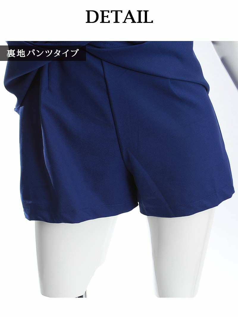 大人simple深スリット膝丈ワンピース【Ryuyu】【リューユ】中ミニパンツ付キャバクラワンピース