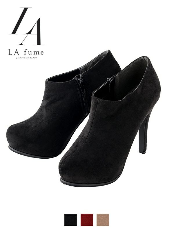 【LAfume】ローカットスエードブーティー ryuyu リューユ 12.5cmヒールショートブーツ ラフューム