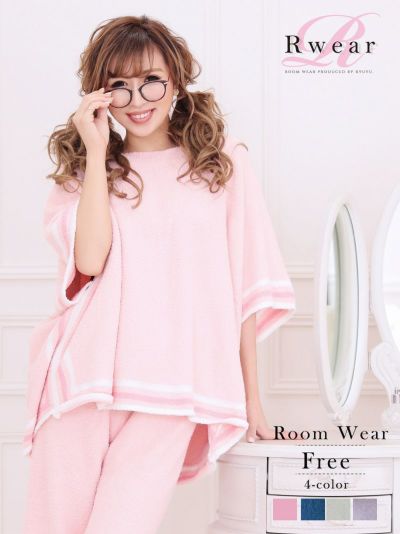ドルマンスリーブふわもこ2p半袖ルームウェアハーフパンツセットアップ【Rwear】