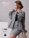 結婚式・お呼ばれに！千鳥柄ペプラムタイトキャバクラスーツ RIRI 着用キャバスーツ【Ryuyu】【リューユ】モノトーン長袖ツイードスーツ 式スーツ/謝恩会にも◎なスカートスーツ