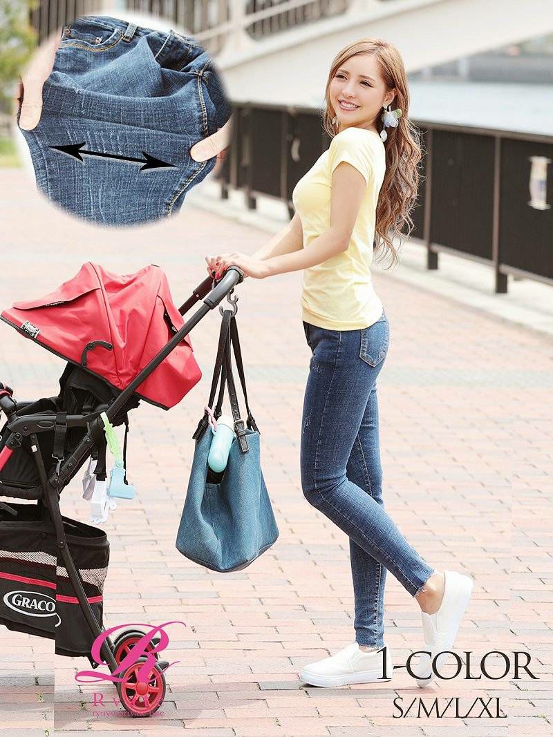 【Rvate】サイズ豊富!!ダメージ加工ストレッチスキニーデニムパンツ 美脚キャバデニム