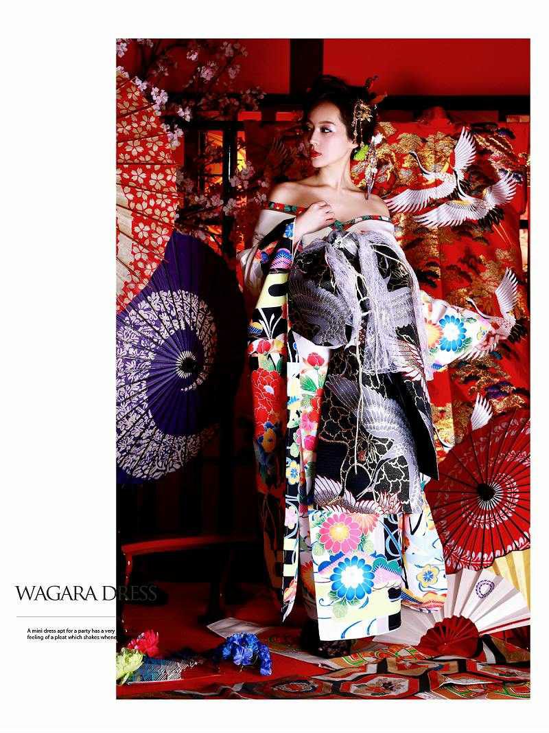 【流遊】豪華16点フルコーデセット!! 白地に艶やか松竹梅模様 花魁着物 OEO【Ryuyu】【リューユ】お仕立て振袖おいらんコーデセット