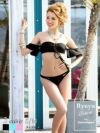 【即納】胸元レースアップオフショルビキニ 単色デタッチドスリーブキャバ水着 2点セット