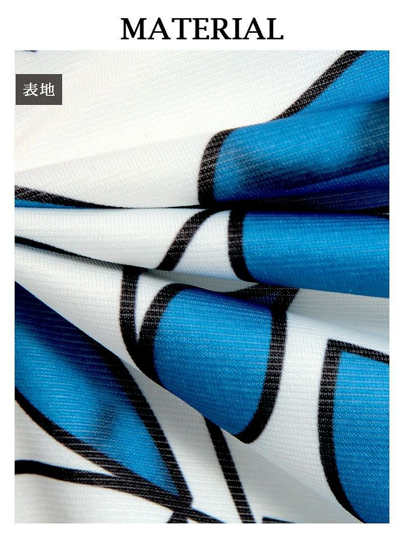 【DAYS PIECE】大きいサイズ完備!!リーフ柄カシュクールミモレ丈ワンピース 膝丈七分袖キャバクラワンピース【デイズピース】