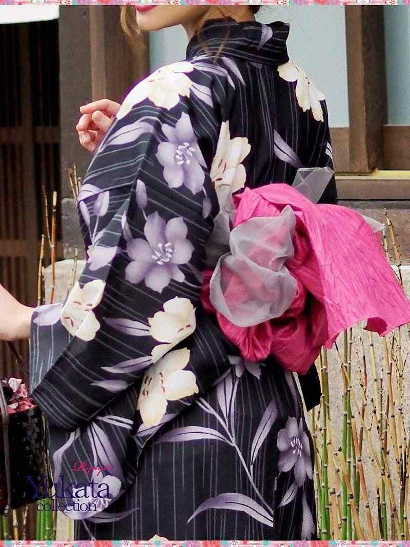 10 Offsale 80 7542 即納 キャバ浴衣3点セット 縞黒地 ゆり柄キャバ浴衣 花火大会やイベントで活躍レディース浴衣 Rew You リューユ 10 Offsale 80 7542 即納 キャバ浴衣3点セット 縞黒地 ゆり柄キャバ浴衣 花火大会やイベントで活躍レディース浴衣 Rew You リューユ