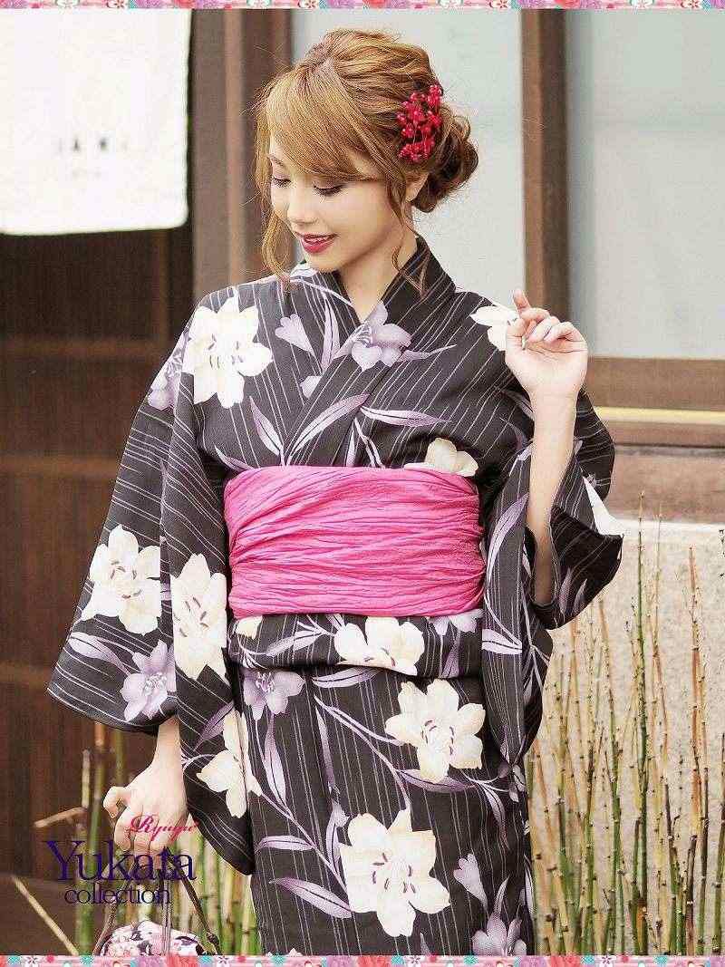 10 Offsale 80 7542 即納 キャバ浴衣3点セット 縞黒地 ゆり柄キャバ浴衣 花火大会やイベントで活躍レディース浴衣 Rew You リューユ 10 Offsale 80 7542 即納 キャバ浴衣3点セット 縞黒地 ゆり柄キャバ浴衣 花火大会やイベントで活躍レディース浴衣 Rew You リューユ
