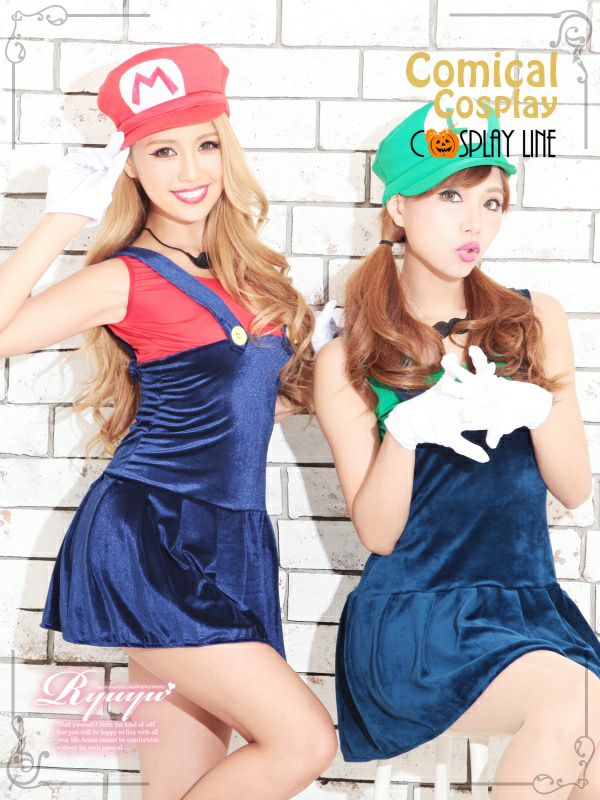 即納 ハロウィン キャバコスプレ 双子コーデに 大人気ゲームキャラなりきりコスプレワンピ おソロコスプレ4点set Rew You リューユ