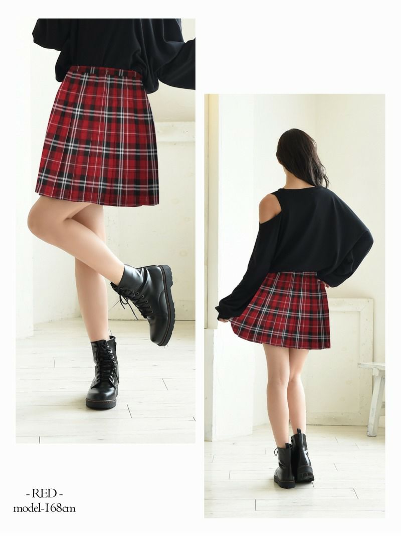 【Rvate】チェック柄プリーツスカート 制服風ミニスカート