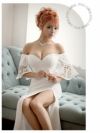 XLサイズ追加!! オフショルレースフリル袖キャバクラドレス RIRI 着用キャバドレス【Ryuyu/リューユ】(S/M/L/XL)(ブラック/ホワイト/ブルー/レッド)