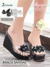 キラキラ11cmヒールビーチサンダル   ビジュー厚底美脚ビーサン