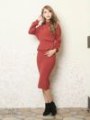 【Rvate】カラバリ豊富!!ハイネック無地セットアップ 長袖ペプラムタイト2pワンピース