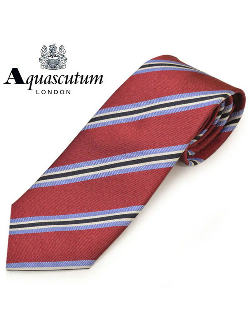 ネクタイ アクアスキュータム メンズ Aquascutum ストライプ柄シルクネクタイ(サイズ剣幅8cm)eam20s003 AQSS302-5 レッド OEO