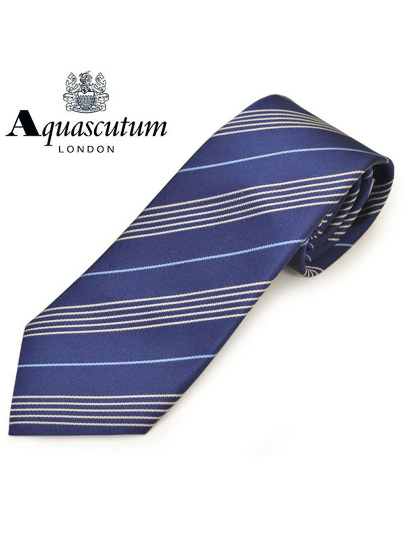 ネクタイ アクアスキュータム メンズ Aquascutum ストライプ柄シルクネクタイ(サイズ剣幅8cm)eam20s010 AQSS328-1 ネイビー OEO