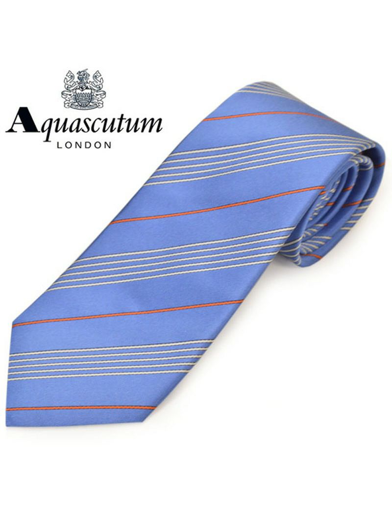 ネクタイ アクアスキュータム メンズ Aquascutum ストライプ柄シルクネクタイ(サイズ剣幅8cm)eam20s011 AQSS328-2 ブルー OEO