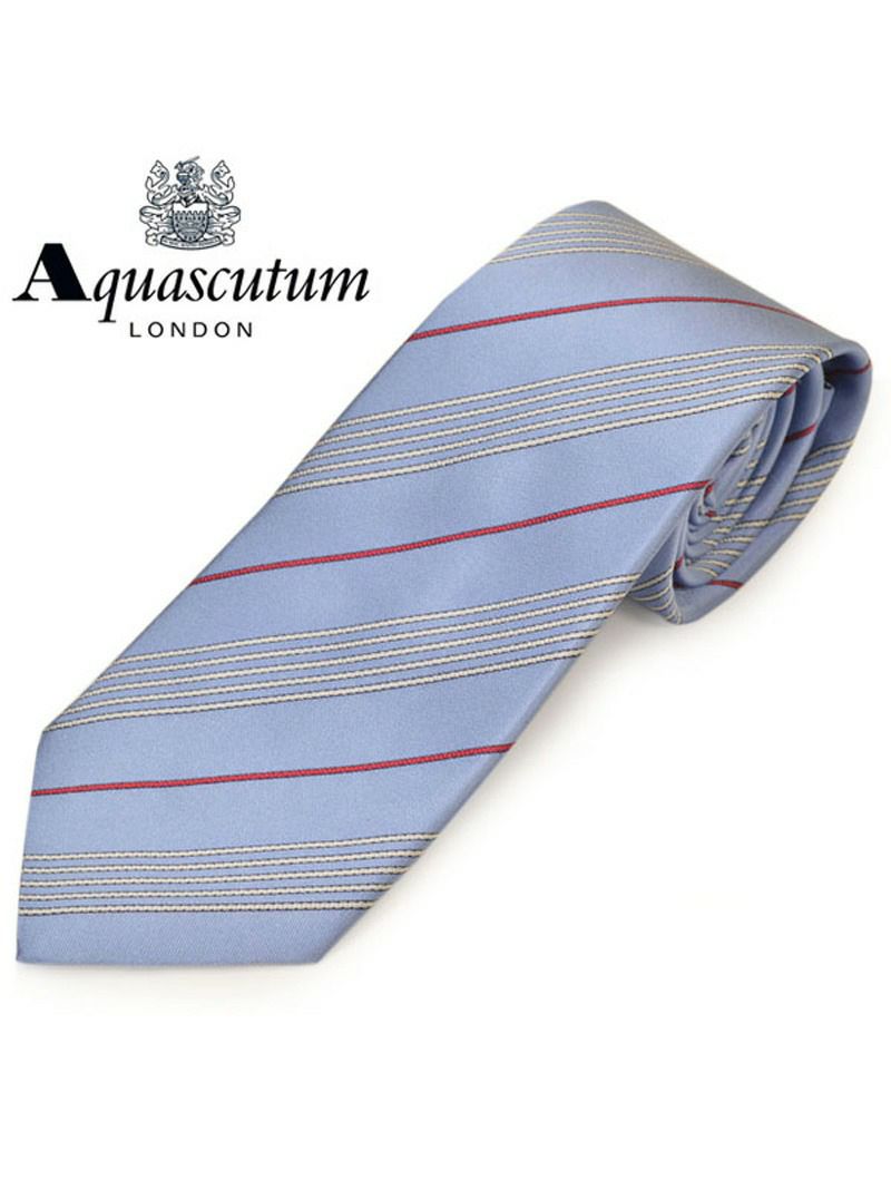 ネクタイ アクアスキュータム メンズ Aquascutum ストライプ柄シルクネクタイ(サイズ剣幅8cm)eam20s012 AQSS328-6 ライトブルー OEO