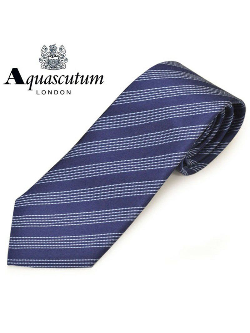 ネクタイ アクアスキュータム メンズ Aquascutum ストライプ柄シルクネクタイ(サイズ剣幅8cm)eam20s013 AQSS329-1 ネイビー OEO