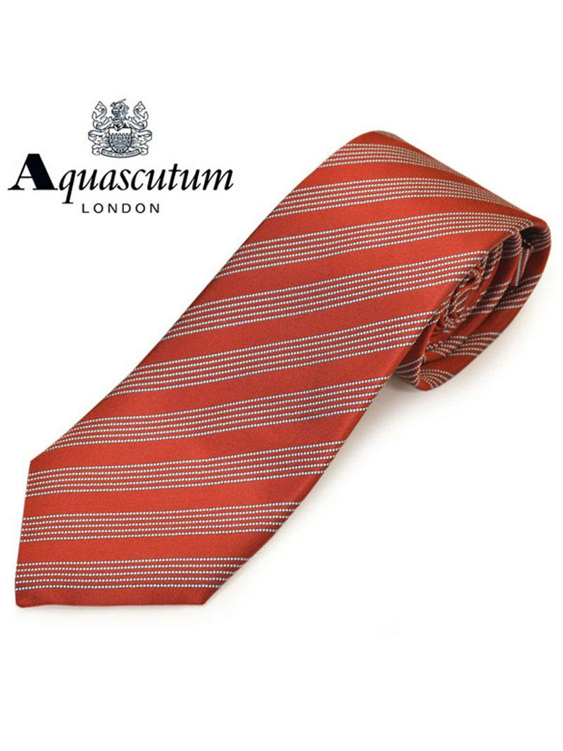 ネクタイ アクアスキュータム メンズ Aquascutum ストライプ柄シルクネクタイ(サイズ剣幅8cm)eam20s015 AQSS329-5 レッド OEO