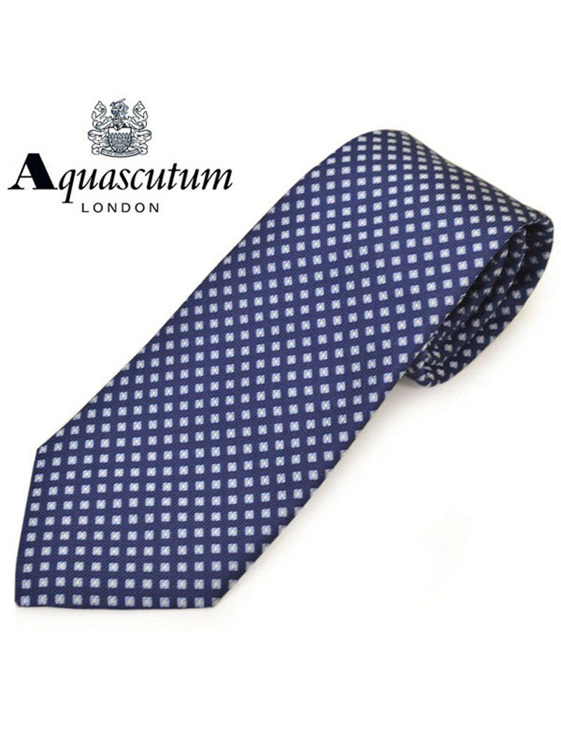 ネクタイ アクアスキュータム メンズ Aquascutum スクエアドット柄シルクネクタイ(サイズ剣幅8cm)eam20s016 AQSS332-1 ネイビー OEO