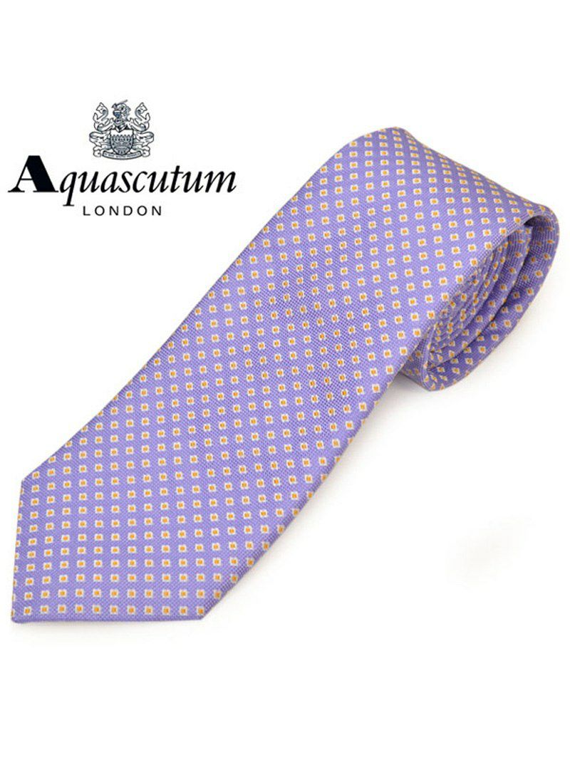 ネクタイ アクアスキュータム メンズ Aquascutum スクエアドット柄シルクネクタイ(サイズ剣幅8cm)eam20s017 AQSS332-3 ラベンダー OEO