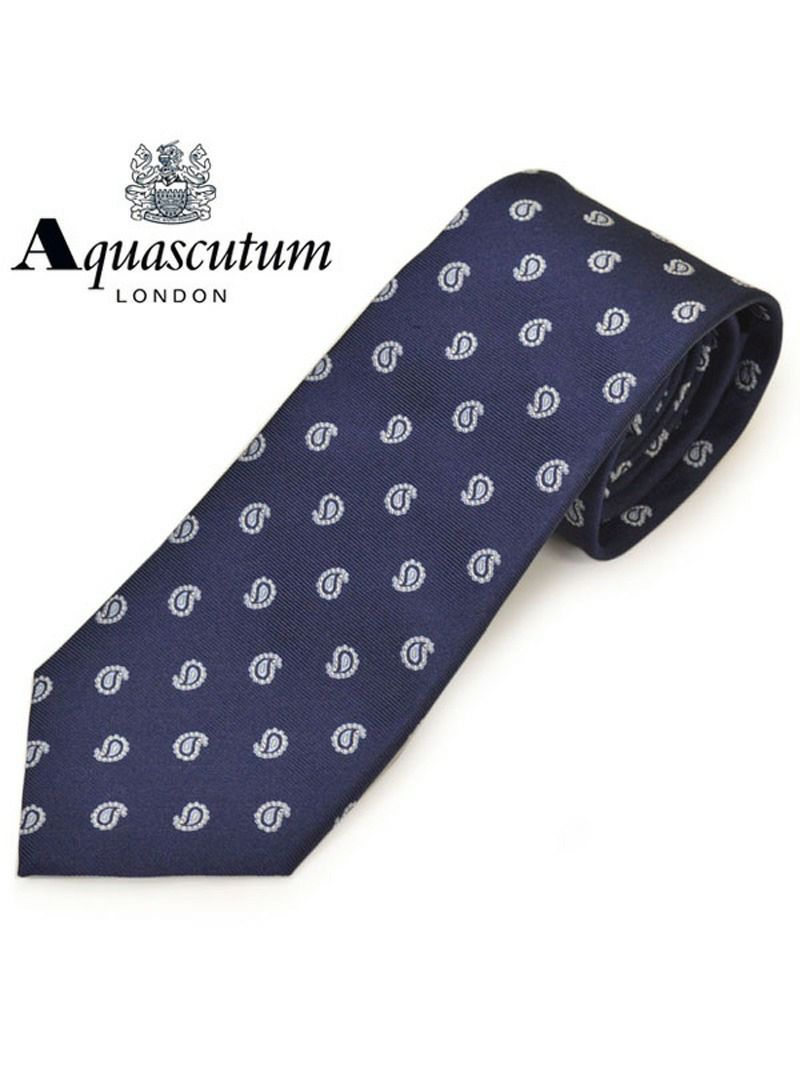 ネクタイ アクアスキュータム メンズ Aquascutum ペイズリー柄シルクネクタイ(サイズ剣幅8cm)eam20s019 AQSS347-1 ネイビー OEO