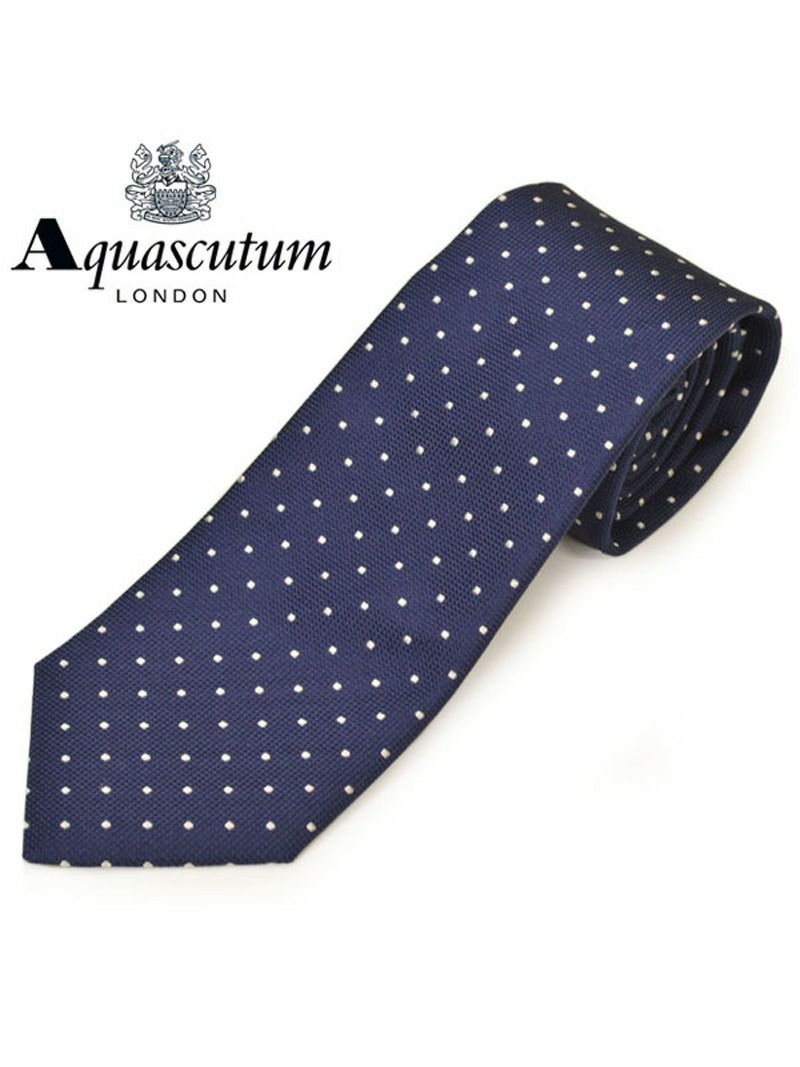 ネクタイ アクアスキュータム メンズ Aquascutum ドット柄シルクネクタイ(サイズ剣幅8cm)eam20s022 AQSS348-1 ネイビー OEO