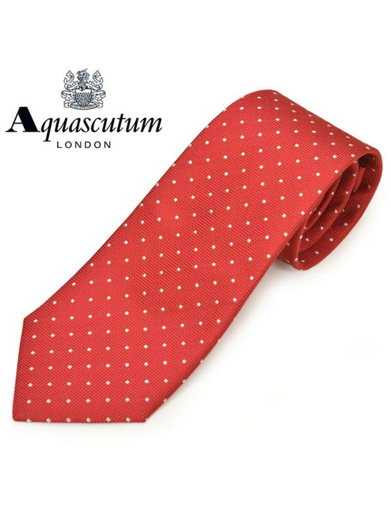 ネクタイ アクアスキュータム メンズ Aquascutum ドット柄シルクネクタイ(サイズ剣幅8cm)eam20s023 AQSS348-4 レッド OEO