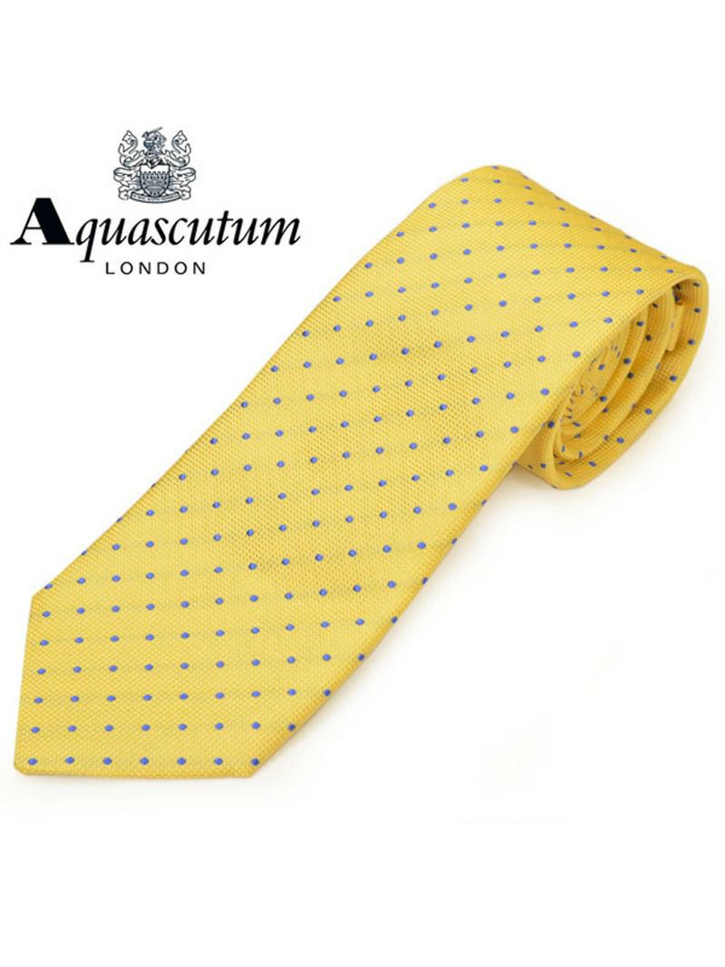 ネクタイ アクアスキュータム メンズ Aquascutum ドット柄シルクネクタイ(サイズ剣幅8cm)eam20s024 AQSS348-6 イエロー OEO